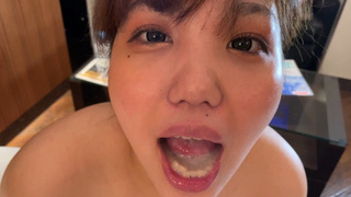 Gカップわがままボディのカフェ店員の濃厚スローフェラ＆うがいごっくん③。G-cup café clerk's bj and drinking cum (three)