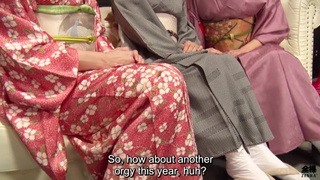 Asian traditional kimono orgy with Maki Hojo and friends