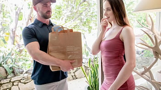 PenthouseGold.com - Brunette Youngster Hazel Moore Invites Delivery Dude In For Raunchy Sex Session