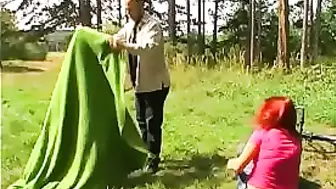 Sexy young redhead Laura with impressive natural tits enjoys extreme sex
