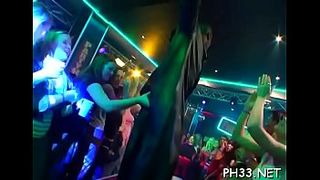 Drunk cheeks engulfing cock in club