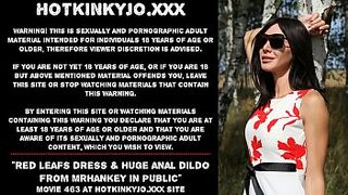 Hotkinkyjo red leafs dress & huge anal dildo from mrhankey in public
