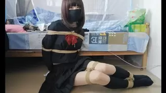 Asian Tying herself up