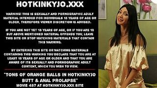 Tons of orange balls in Hotkinkyjo rear-end & anal prolapse
