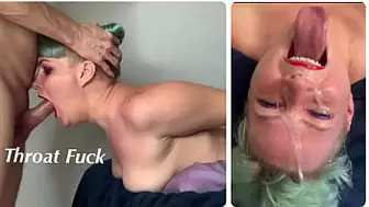 Extreme Throat Fuck for Step Daughter with Spunk on Face & Mouth
