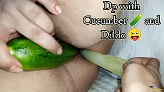 Anal Dp from rear-end to vagina with Cucumber and Dildo sexy and extreme big breasted woman chubby youngster rough fuck in USA