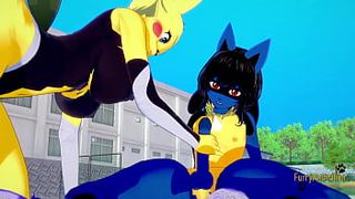 Pokemon Asian Cartoon Furry Yiff 3D - Lucario x Pikachu hard sex - Oriental japanese manga asian cartoon game porn animation