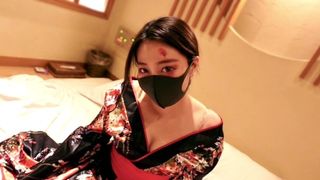 Fuck a alluring Asian slut wearing a Kimono in Halloween night - 着物姿の彼女にご奉仕セックスしてもらう主観動画
