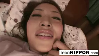 Japanese slut plays with her little nipples & tight vagina