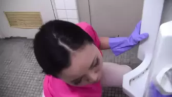 Toilet cleaning slut, but she is a superb slut with an erotic body!