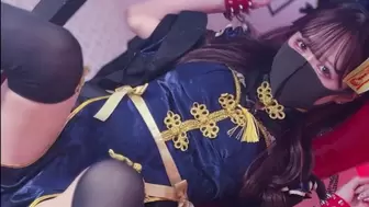 Facial on a frustrated Oriental wifey in costume